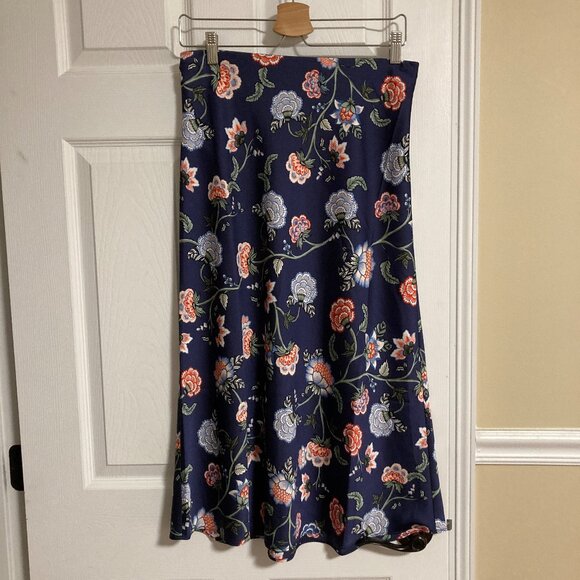 Loft Petite Floral Bias Midi Skirt Size MP NWT - Picture 3 of 8